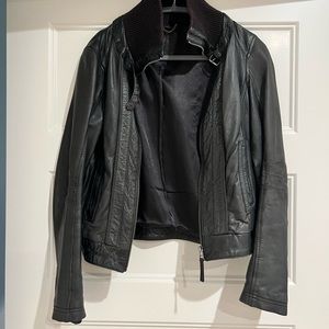 Black biker Leather Jacket size S